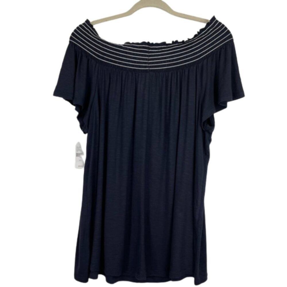 Lane Bryant blue Swing Tee off the shoulder blouse size 14/16 NWT